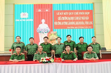 Trường Đại học CSND ký kết Quy chế phối hợp với Công an các tỉnh Lâm Đồng, Khánh Hoà, Vĩnh Long