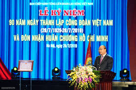 Phát biểu của Thủ tướng tại lễ kỷ niệm 90 năm thành lập Công đoàn Việt Nam